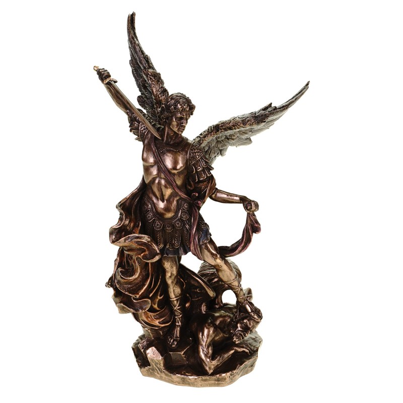 Archangel Michael Bronze Figurine Fights Evil