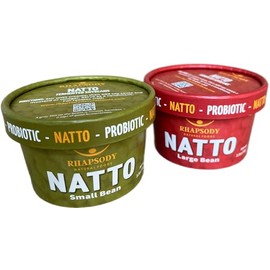 Rhapsody Natural Foods, Variety Pack Natto, Made in Vermont, Fermented Probiotic Superfood, Variety Pack of 6-3.5oz (100g) Cups of each: Small Bean Natto (22oz) and Large Bean Natto (22oz)