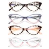 EYEURL Reading Glasses for Women Cat Eye-4 Pack Fashion Blue
