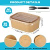30 Bowls Kraft Contenedores Biodegradables 25 Oz Con Tapa