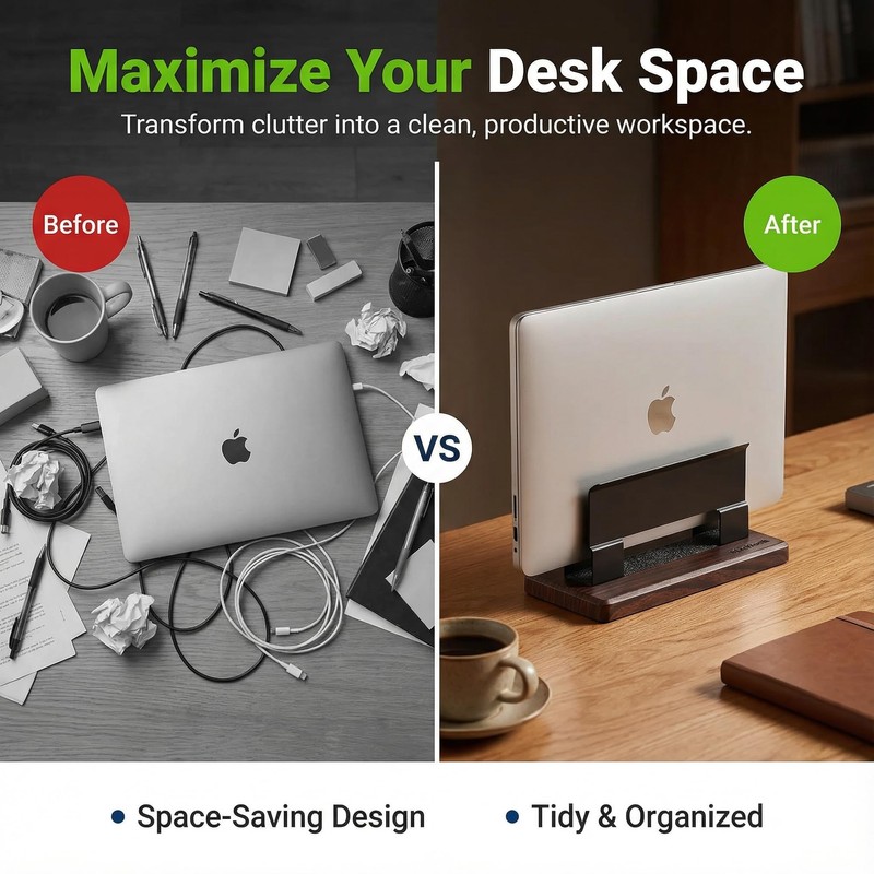 cowinational Vertical Laptop Stand for Desk - Adjustable Laptop Holder