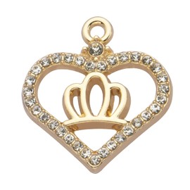 Zicdije Pack of 20 Crown Rhinestone Charms Gold Plated Pendants Pave Crystal Accessories for Necklace Bracelet Jewelry Making DIY Crafting