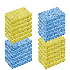 CELOX 24 Pack Durable Kitchen Sponges, Natural Wood Pulp Sponges for Dishes, Absorbent Cellulose Sponges Bulk for Cleaning Kitchen, Bathroom, DIY for Kids, 4.3" x 2.6" x 0.5"
