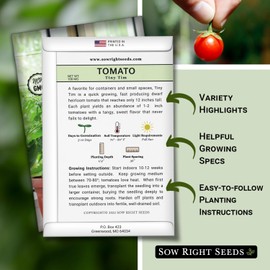 Sow Right Seeds - Tiny Tim Tomato Seeds for Planting - Non-GMO Heirloom Packet with Instructions to Plant and Grow an Outdoor Home Vegetable Garden - Perfect Container Variety - Gardening Gift (1)