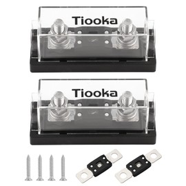 Tiooka 250A MEGA Fuse Holder Kit with 250 Amp Fuses 0/2/4/8 Gauge AWG Fuse Block 2 Pack for Car Audio Truck DIY Fuse Box Automotive Fuse Block Heat Resistant