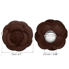 CVNRCLP Vintage Camellia Flower Brooch - Handmade Floral Pin for Women, Perfect for Hats, Dresses, Shirts, Ties, and Corsages (Brown, 7cm x 7cm)