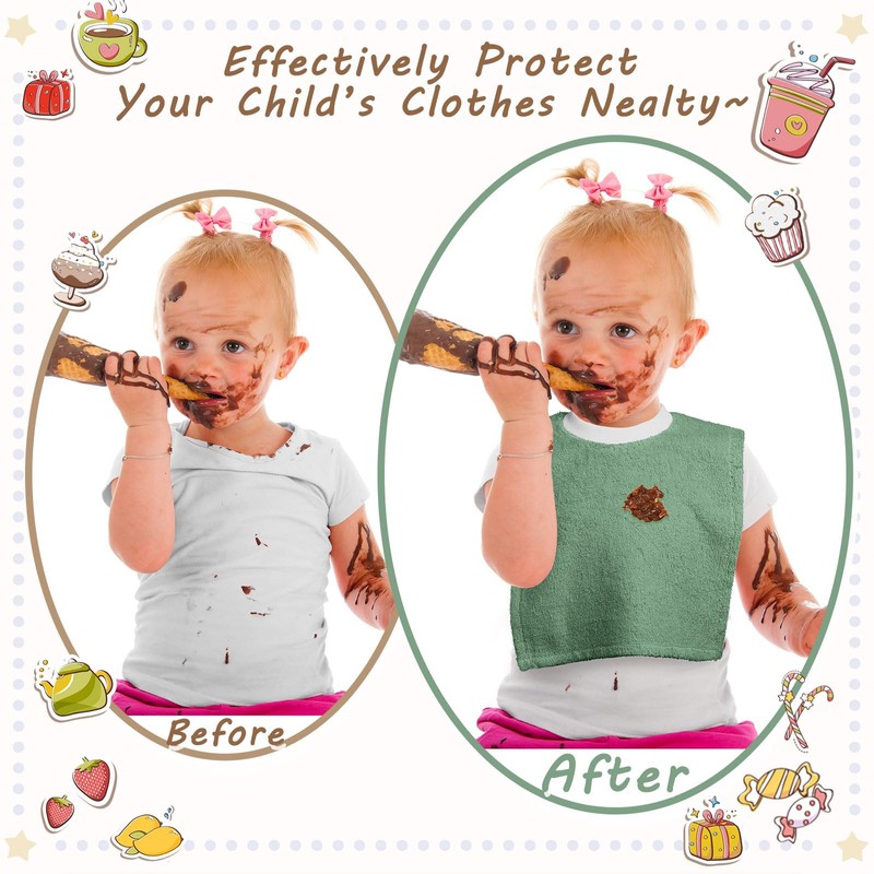 Foaincore 6 Pcs Pullover Baby Bibs Cotton Terry Toddler Absorbent