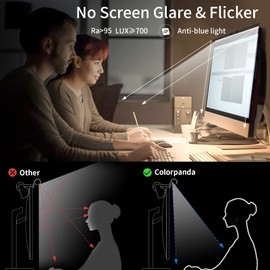 Colorpanda Monitor Light Bar, Fit for Curved/Flat Monitor, Eye-Care USB Reading LED Task Lamp with Touch Control, No Screen Glare Dimmable Desk Lamp Computer Monitor Light Bar for Screen Home Office