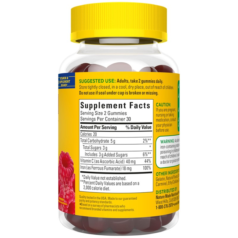Nature Made Iron 18 mg per serving Gummies with Vitamin