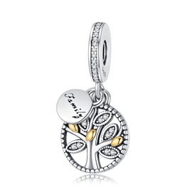 Alstade Family Tree Dangle Charm 925 Sterling Silver Charms fits Bracelets and Necklace Pendant Bead Charms Jewelry Present for Women Family Friends