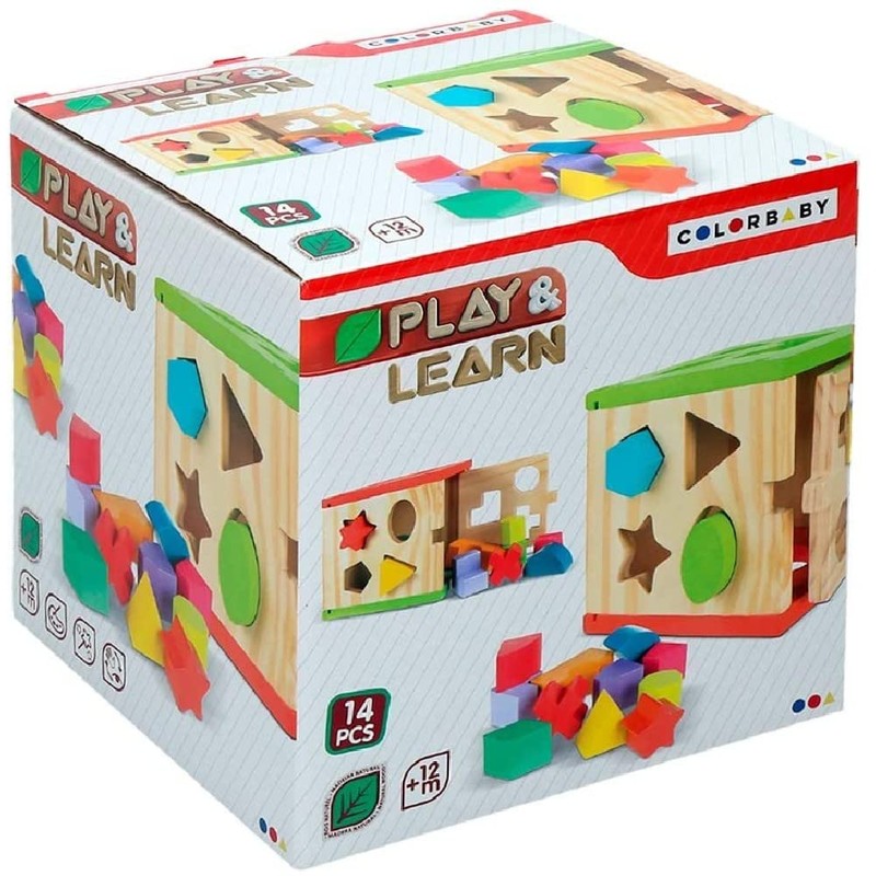COLORBABY – Wooden Activity Cube Bucket