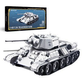 Piececool 3D Puzzle Metal Tank Fighter 1:48 T-34/76 Medium Tank, 3D Metal Puzzle Military Model for Stainless Steel, 100% Restore, Birthday Gift, Model Kit Adults, 348 Pieces
