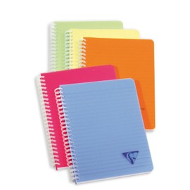 Clairefontaine Linicolor Fresh 328546C Notebook with Double Spiral DIN A5, 90 Sheets 90 g, Lined, Grooved Polypropylene Cover, Assorted Colours, Pack of 1