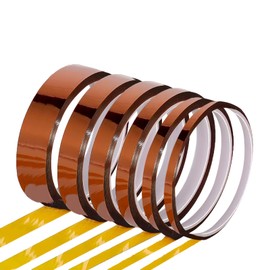 6 Rolls 0.4/0.6/0.8/1/1.2/2 cm x 10 m High Temperature Heat Resistant Tape, Polyimide Kapton Tape, Film Tape, High Temperature Tape, Electronic Insulation Tape for 3D Printing, Sublimation Soldering