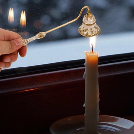Cabilock Candle Snuffer Fire Extinguisher with Long Handle Decorative Candle Extinguisher Metal Candle Tool Vintage Wick Flame Snuffer Candle Stopper for Putting Out Candles Flame Safely