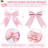 30 Pcs Pink Satin Ribbon Bows, Christmas Tree Bows Wreath