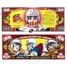 Anime Source Speed Anime Racer Vintage Japanese Cartoon Series Race Car Mach Gogogo Commemorative Novelty Million Bill with Semi-Rigid Protector