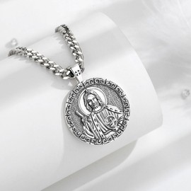CELESTIA Cross Pendant Saint Christopher Archangel Michael Three Kings Crucifix Necklace Silver 925 Christian Jewellery Gifts Women Men, Sterling Silver Stainless Steel, No Gemstone