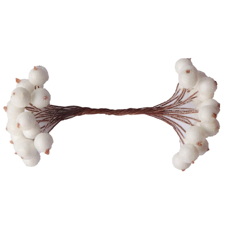 KKSTY 200 Pcs/100 Wired Berries Stems Artificial Frosted Berries Christmas