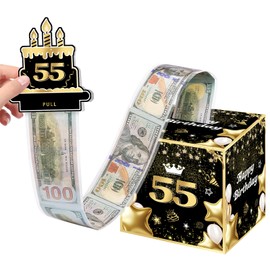 Joycard 55th Birthday Money Box, Fun Pull-Out Cash Gift Box for Parties, Ideal for 55th Birthday Surprises (with 35PCS Bags)