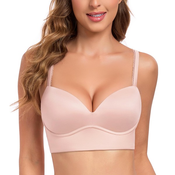 Lemorosy Women's Push Up Pullover Bra Wirefree Plunge Padding Plus
