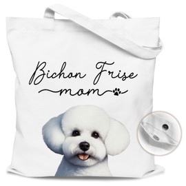EJGFS Bichon Frise Mom Canvas Tote Bag with Magnetic Buckle-Bichon Frise Gifts for Girls, Women, Lady-Dog Lovers Gifts for Birthday, Mother's Day, Christmas.(020)