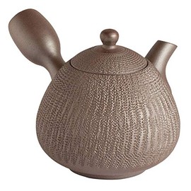 Saji Pottery K3-82-80 Banko Ware Small Teapot, 5.1 fl oz (150 ml), Genuine Production, Eggplant Shape, Special Bristle, Made in Japan, Brown