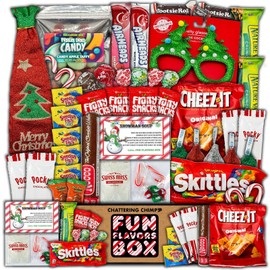 Fun Flavors Box Christmas Variety Pack Gift Basket Care Package 50 Count Stocking Stuffers Candy