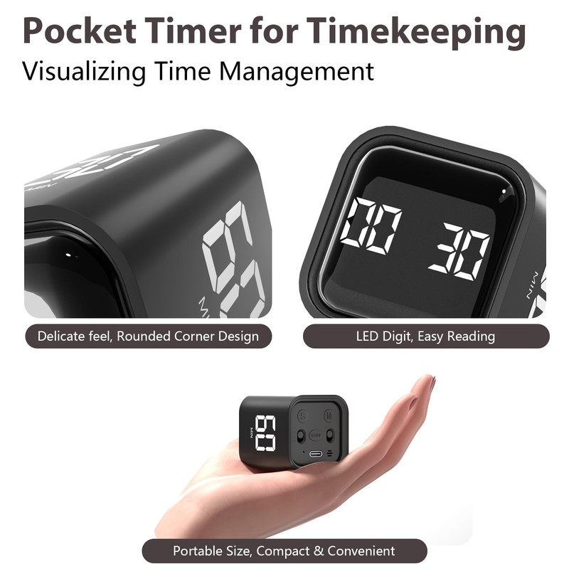 Cube Pomodoro Timer, Smart Productivity Timer 5/10/30/60 Minutes & Custom