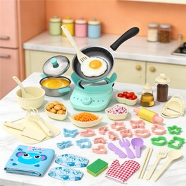 Gotoofun Kid Cooking Sets for Mini Kitchen, 45 PCS Montessori Real Cooking Tools with Safe Knife & Kitchen Tools for Real Food Making, Easy for Beginner Chef Ages 6-12 Boys & Girls