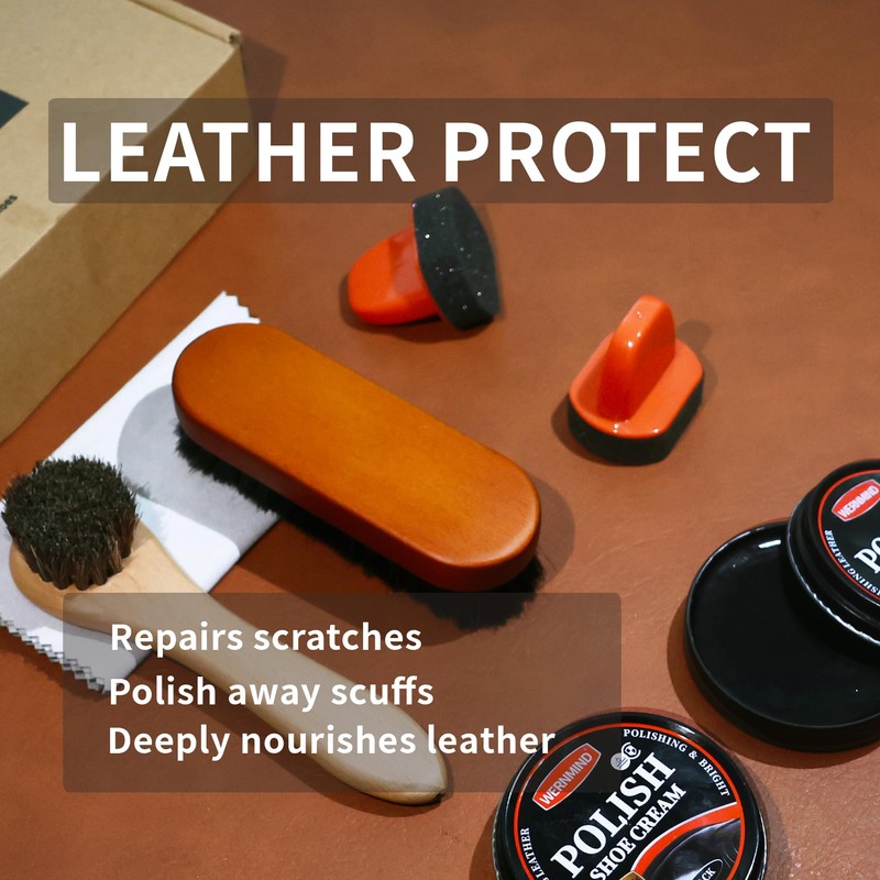 WERNMIND Mink Oil Black Shoe Polish Kit Boot Conditoner Care