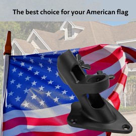 FUNNANS Flag Pole Holder, 316 Stainless Steel Heavy Duty Concrete Flag Pole Mount for House Outside, USA Wall Brick Flag Pole Bracket, 1 Inch，Black