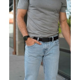 SlideBelts Men's Canvas Belt - Black with Matte Black Buckle