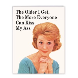 NobleWorks - Everyone Kiss My A-s Card - Big Happy Birthday Card for with Envelope (Big 8.5 x 11) - Sassy Bday Card for Mom, Wife, Girls J5452BDG