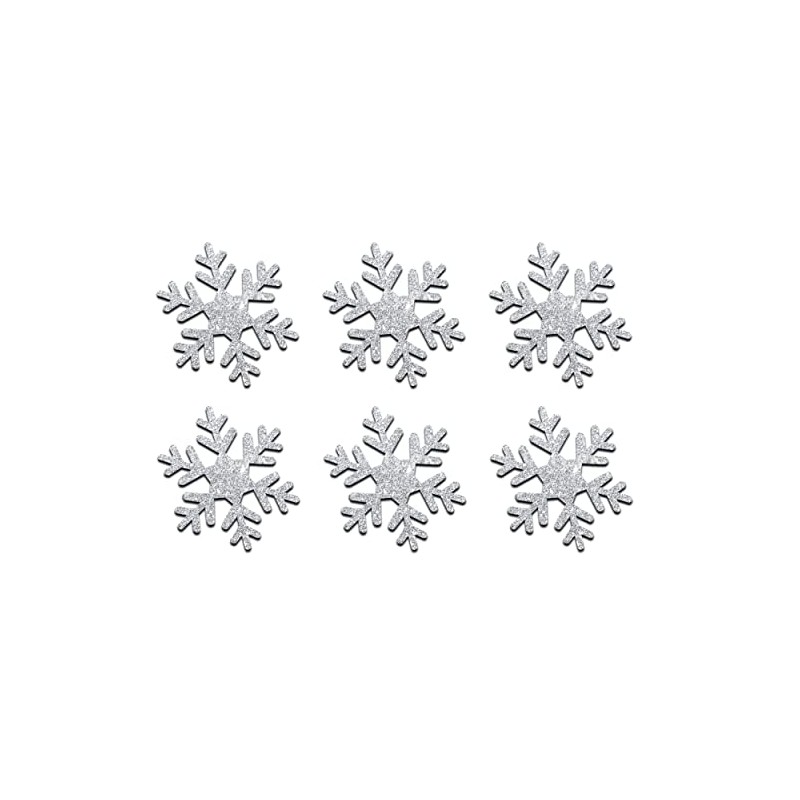 5 Pack = 30 Glitter 1 Inch Snowflake Iron-On