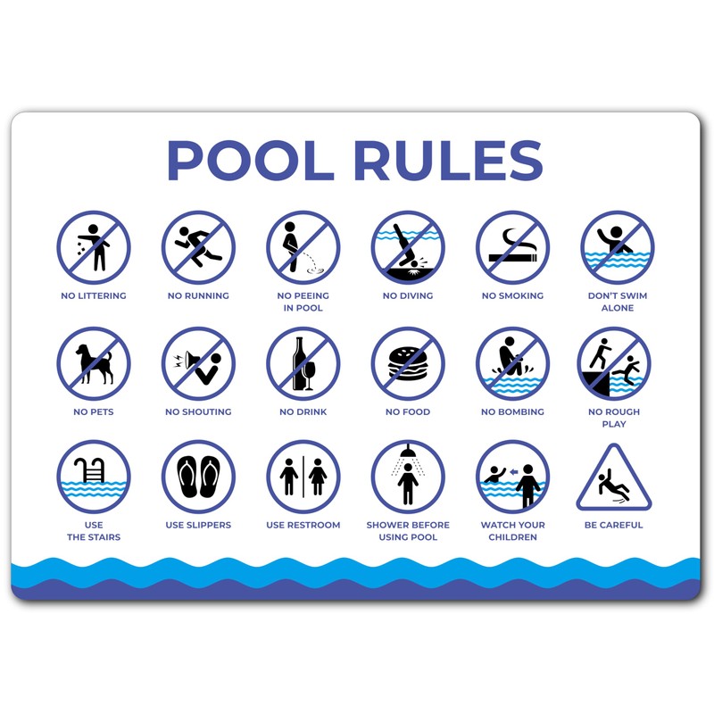 Premium A4 Pool Rules Sign - 3mm Aluminium Composite Panel,