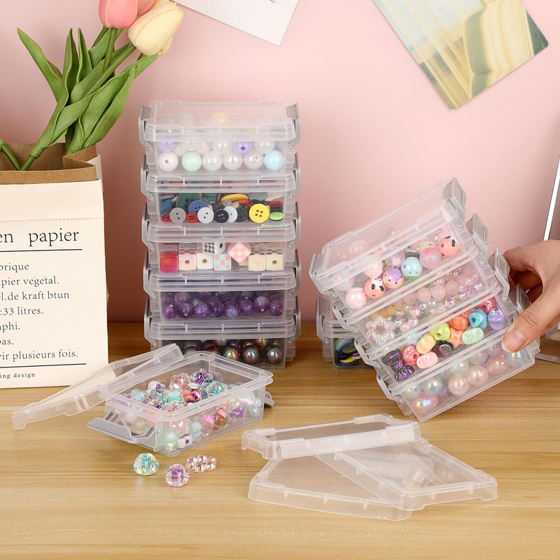 BSTKEY 12 Pcs Plastic Small Storage Containers with Lids, Clear