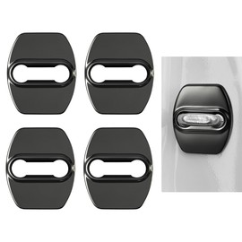 TOMALL 4Pcs Car Door Lock Latches Covers Compatible with Hyundai Sonata Elantra Santa Fe Palisade Tucson Veloster N Genesis Kona/Kona EV Azera Ioniq Stainless Steel Exterior Accessories (Black)