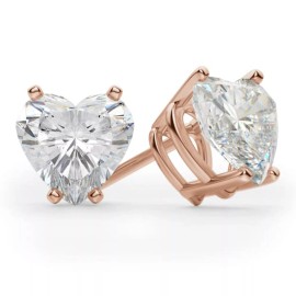 Steelt Knitted Women's Rose Gold 925 Sterling Silver Heart Shaped Cz Screw Back Stud Earrings