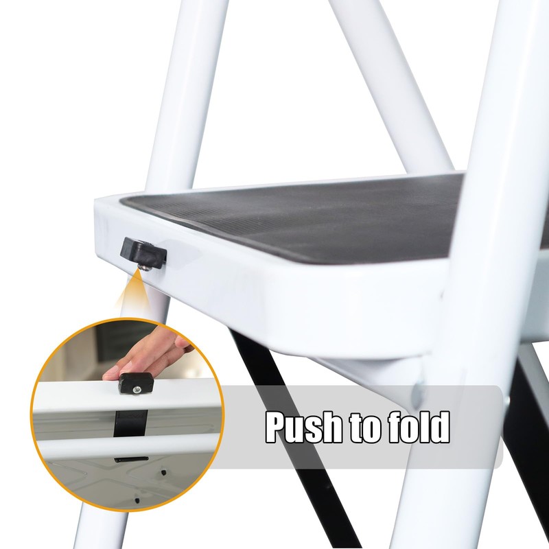 TCE 3 Step Ladder, 400lbs Ergonomic Folding Stool with Anti-Slip