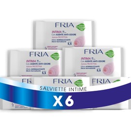 Fria Cleansing Wipes for Intimate Hygiene with Anti-Odour Effect, Active PH 5.5 - Biodegradable Fabric that can be thrown into the toilet, Size: 6 Packs of 20 Wipes