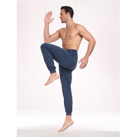 EA'S SECRET Men's 100% Cotton Pajama Bottoms Stretch Waist Soft Drawstring Sleep Lounge Pj Pants with Pockets, A13-gray&heather Blue, X-Large