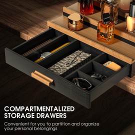 Sephyroth Wooden Cologne Organizer for Men 4 Tier of Elevated Cologne Display Shelf with Drawer Storage Perfume Organization and Storage Display Risers,Great Gift for Man(4Tier-BlackWalnut)