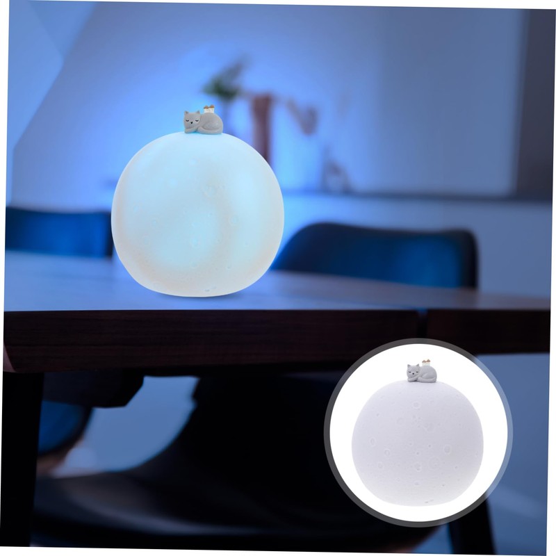 GRIRIW Moon Night Light Small Nightstand Lamp Charging Led Bedside