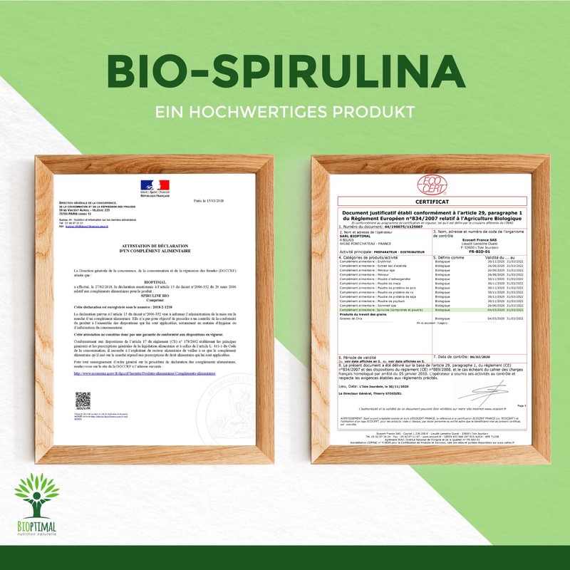 Organic Spirulina - BCAA Iron Vitamin A 65% Protein 17%