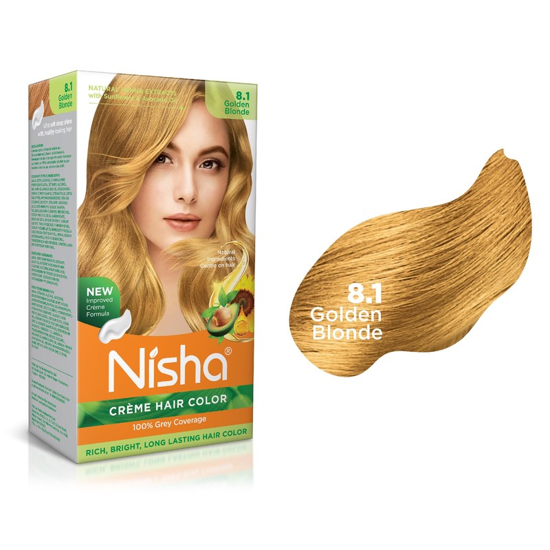 Nisha Creme Hair Color Golden Blonde 8.1 (150 ml)