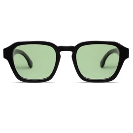 VANLINKER Retro Polarized Trendy Small Square Sunglasses for Women Men 2025 Fashion Shades VL9858, Black Frame Green Tinted Lens, Small