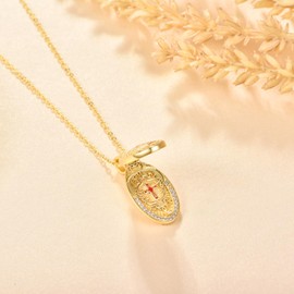 Aeneas Cross Necklace Gold Filled Sterling Silver Flip Locket Cross Vintage Pendant Jewelry Women Girls Unique Religious Christian Gifts, 20'' Chain, Sterling Silver, Cubic Zirconia