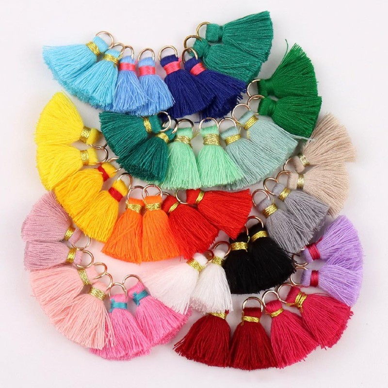 Handmade Cotton Tassel Pendant, 2 cm Mini Colourful Tassel Tassels