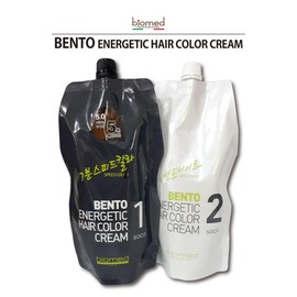 Bento 바이오메드 플래티넘 벤토 에너제틱 헤어칼라 1제,2제 각500g/7분 스피드 칼라크림 [1.0 블랙] Biomed Platinum Vento Energetic Hair Color 1st and 2nd Bottles, 500g Each / 7-Minute Speed Color Cream [1.0 Black]